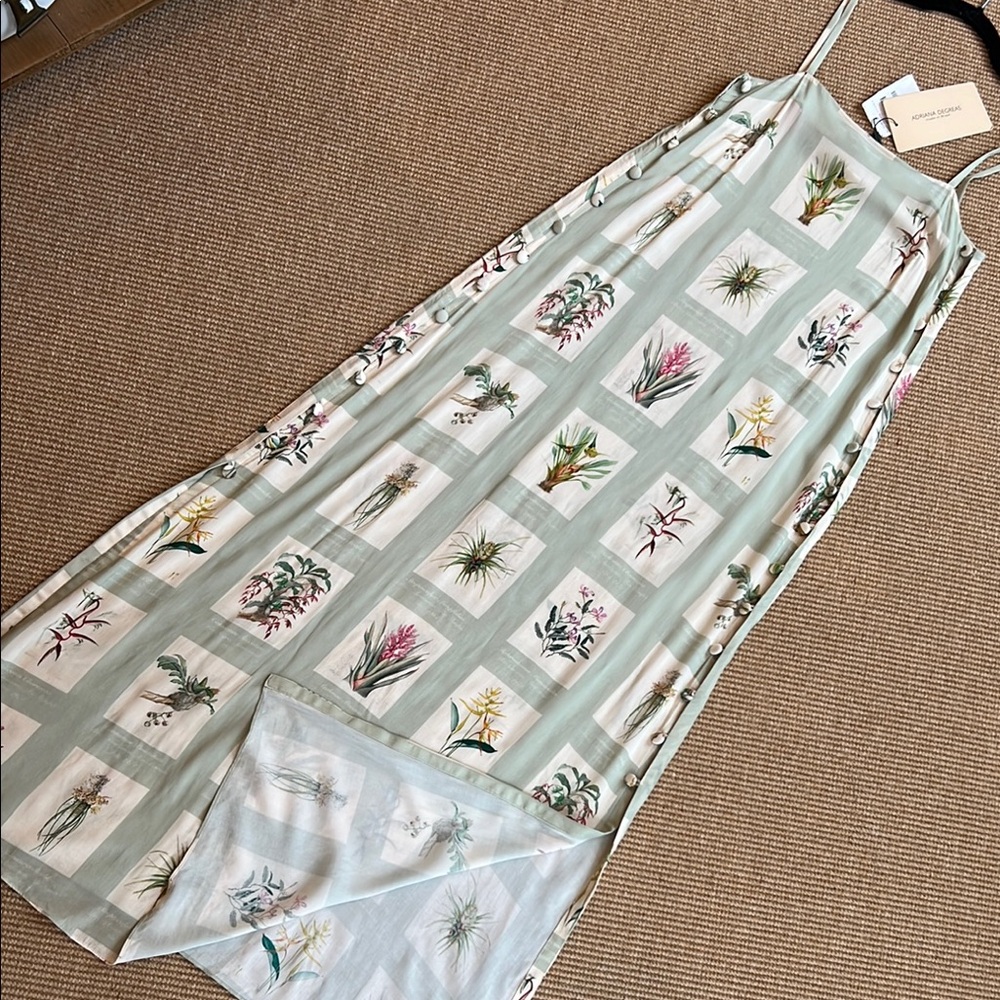 NWT Adriana Degreas of Brazil Maxi Dress w/ Botanical Print